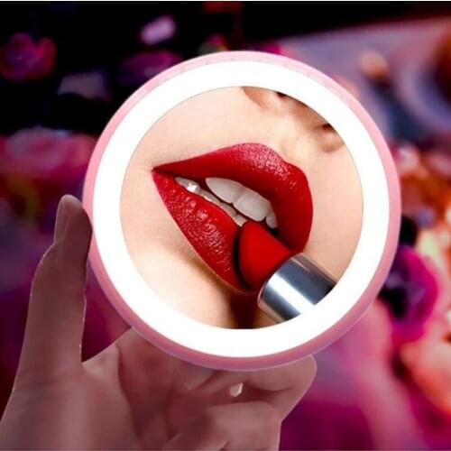 Pocket Mirror Portable LED Makeup Mirror Mini Round Travel Home Mirrors 2019