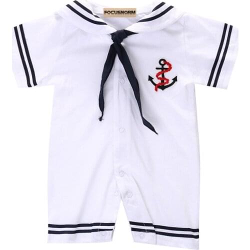 Newborn 4 6 9 12 18Months Baby Boys Girls Sailor Costume Bodysuit Outfits Summer clothes