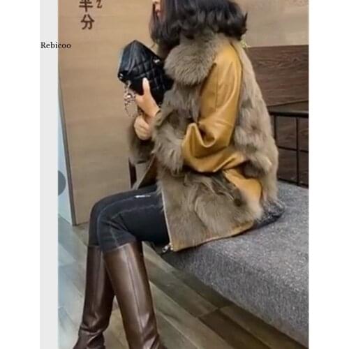 S Jackets Women Fashion PU Leather Tie Belt Waist Long Coats Women Elegant Solid Faux Fur Jackets Female Ladies