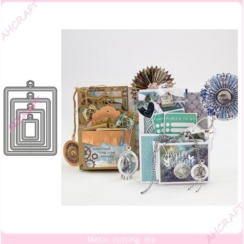 Rectangle Tag Label Metal Cutting Dies for DIY Scrapbooking Photo Album Decorative Embossing Paper Card Crafts Die 2021