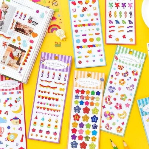 Cute Colorful Floral Heart Paper Sticker Decorative Diary Scrapbook Planner Sticker Kawaii Stationery School Supplies Papeleria