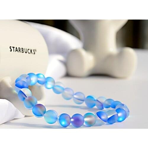 Trendy Fashion Women Blue Elastic Beaded Bracelet Classic Glitter Moon Stone Charm Couple Lover Bracelets & Bangles For Men