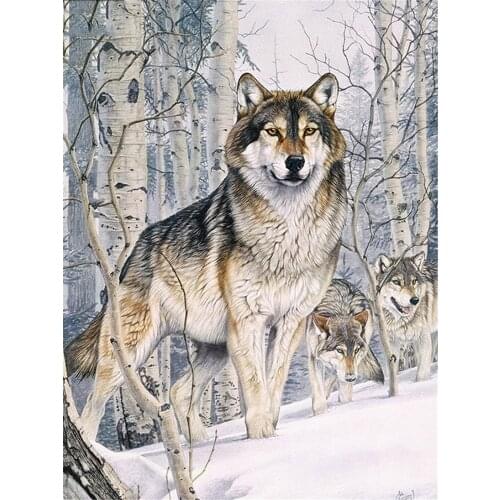 Wolf Animals Winter DIY Embroidery Cross Stitch 11CT Kits Needlework Craft Set Cotton Thread Printed Canvas Home Sell
