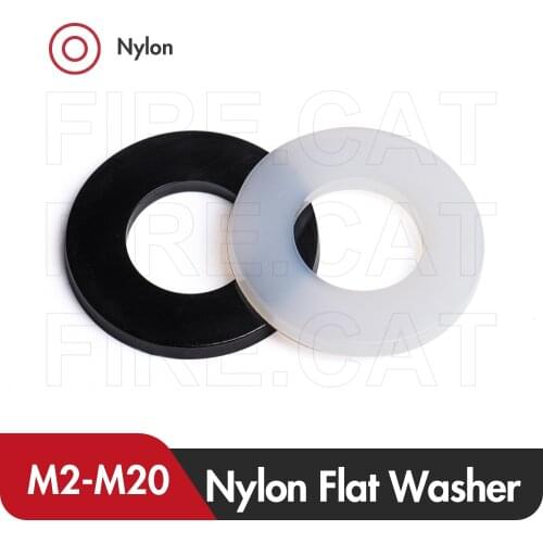 Nylon Flat Washers White Black Plastic Pad Washer Spacer from M2 to M20 High Quality Ring Seals Joints Gaskets Spacers for Bolt