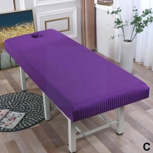 Pure Color Massage Table Bed Fitted Sheet Elastic Full Treatment Face Cover SPA Cover With Rubber Massage Bed Hole Breath B J5N9
