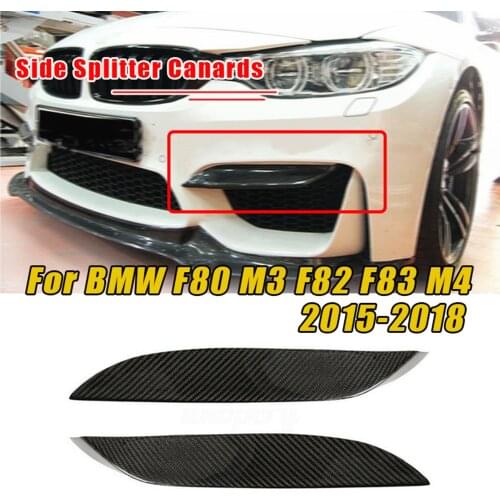 2pcs Front Bumper Side Splitter Canard Lip For BMW F80 M3 F82 F83 M4 2015-2019 Carbon Fiber Fog Light Lamp Cover Trim Air Frame