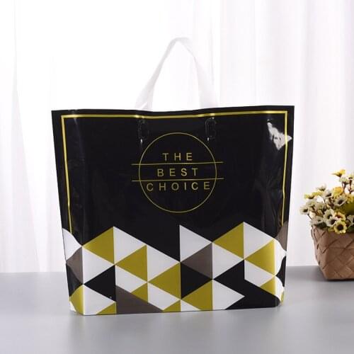 Geometry Pattern Print Plastic Shopping Cosmetic Bag 10pcs Thick 0.14mm Clothing Packaging Plastic Gift Bag With Handle