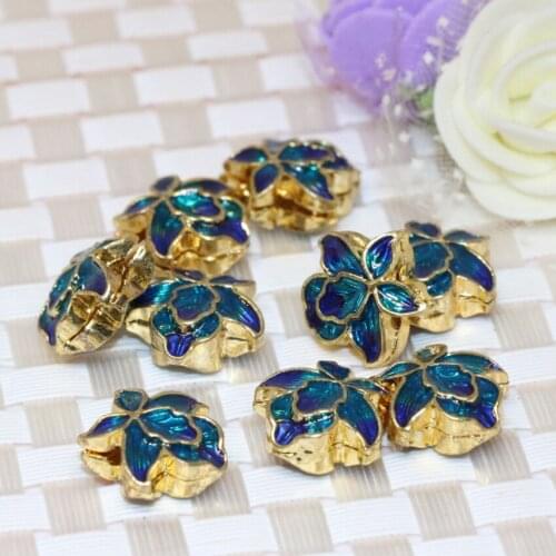 Romantic flower shape cloisonne accessories 14mm women bracelets/necklace jewelry making spacers beads diy findings 5pcs B2477