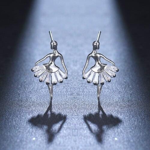 Emmaya Fascinating Design Ballet Girls Shape Earring For Women&Girls White Noble Vivid Ornament In Fashion Trend Party