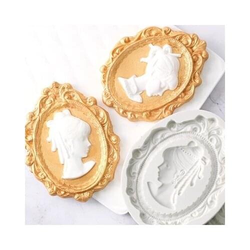 Girls Head Silicone Decorative Mold Cup Cake Chocolate Mold European Classical Embossed Fondant Silicone Mold Resin Clay Moulds