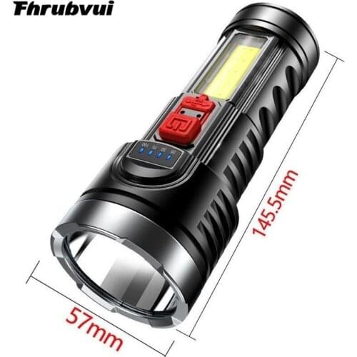 Strong light flashlight, ultra-bright, portable searchlight, multi-function outdoor LED, large capacity USB rechargeable light