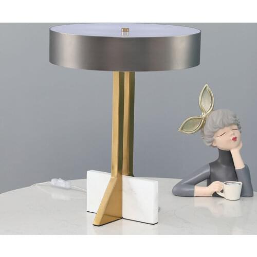 Modern minimalist marble iron table lamp model room bedside bedroom living room study creative table lamp