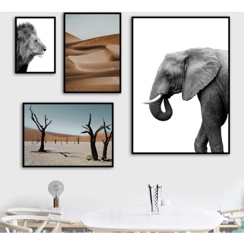 Modern desert elephant lion animal decoration wall art painting Nordic style home bedroom dining room wall painting