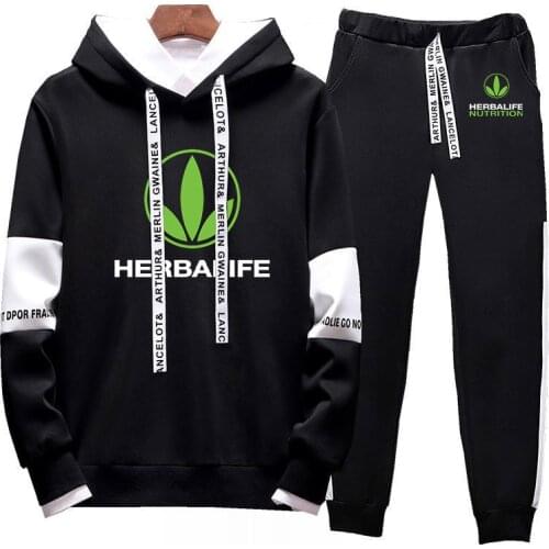 HERBALIFE NUTRITION 2021 Men Printing 2 Pieces Sets Tracksuit Hooded Sweatshirt+pants Pullover Hoodie Sportwear Suit Clothes