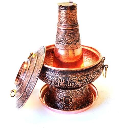 Pure Copper Hot Pot Thick Top Grade Engraved Dragon Handmade Retro Chinese Style