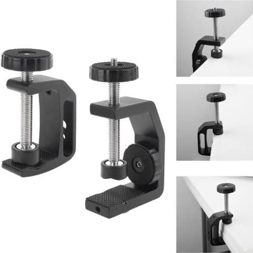 Desktop Universal C-style Camera Screw Clamp with 360 Degree Mini Ball Head 1/4" Screw for Flash Speedlite Accessories