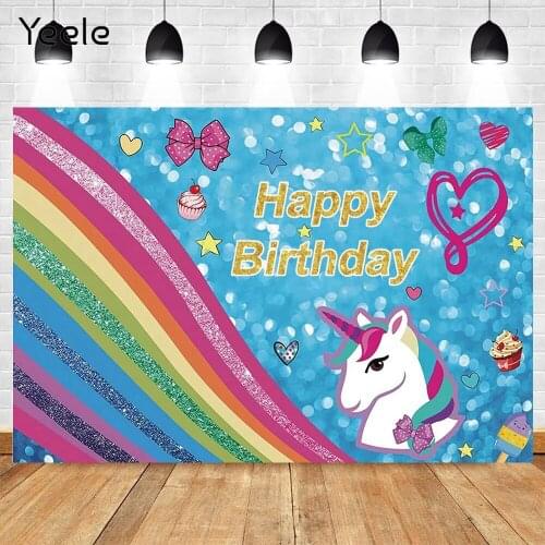 Yeele Rainbow Unicorn Glitter Princess Baby Birthday Photography Backdrops Photographic Background Photo Studio Vinyl Photophone