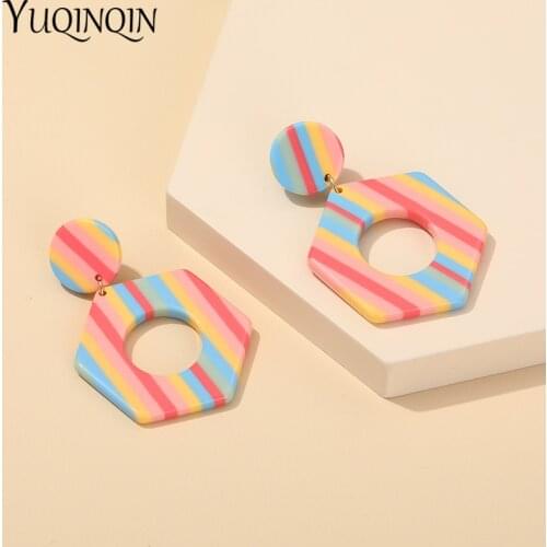 Acrylic Fashion Bohemian Earrings for Women Korean Exquisite Geometirc Big Earrings Brincos 2021 Trend Dangling Jewelry Gifts