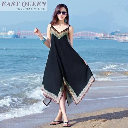 Women pinafore Asymmetrical dresses summer beach sundresses female Boho chic ethnic style dress clothing AA3576