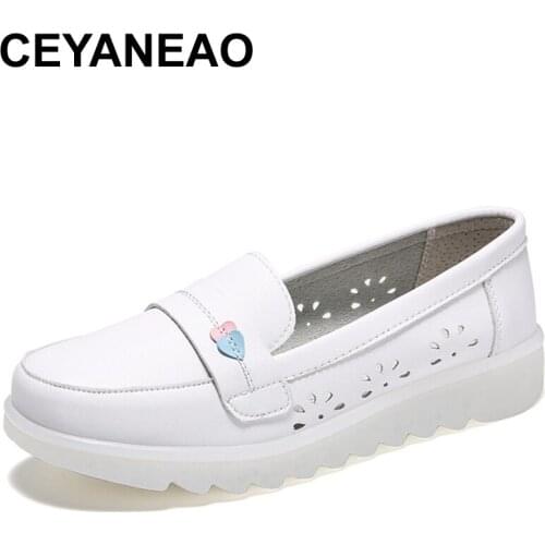 CEYANEAO Casual Nursing Shoes for Women Summer Breathable Female Loafers Fashion Quality Anti-skid Footwear Soft Bottom Flats