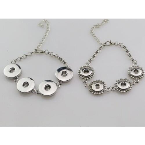 Latest Design Women Link Chain metal Snap Button Bracelets With 4 Metal 18mm Button Charm Snap Bracelets jewelry For Men