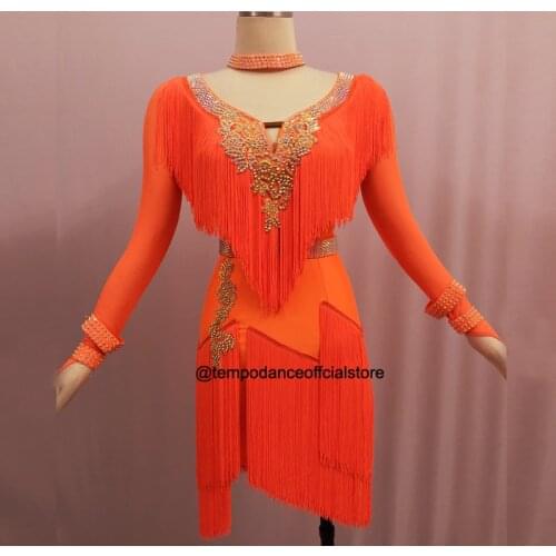 Dance competition costume New Latin Dance Dress Women of Ladies green Dance Costume Cha-Cha Competition Dancing Dresses
