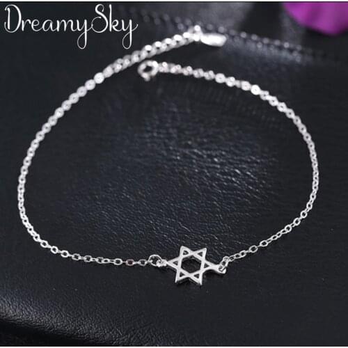 Summer Vintage Silver Color David Star Bracelets For Women New Fashion Charms Chain Bracelets Girls Jewelry