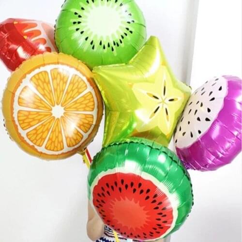 10pcs 18inch Fruit Foil Helium Balloon Peach Watermelon Kiwi Strawberry Orange Pineapple Summer camp Party Decoration Supplies