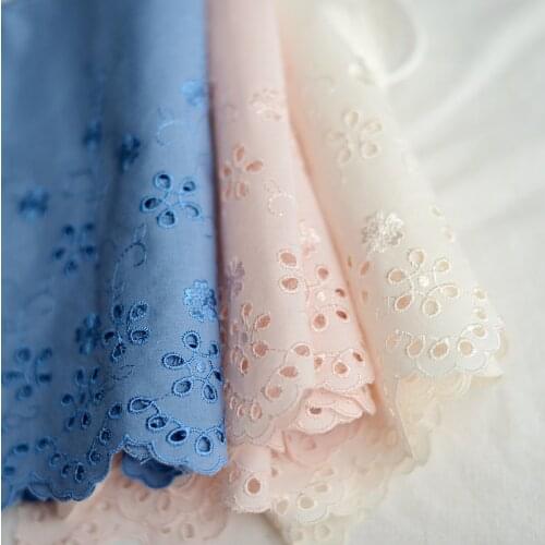 2M/LOT 22cm wide Pink beige blue polyester cotton openwork embroidered lace High-end clothing skirt garment lace material AC296