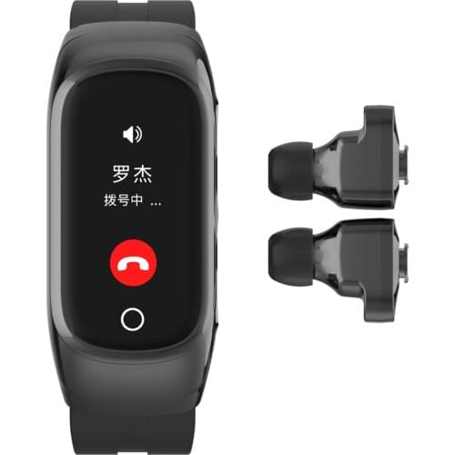 2 In 1 T91 TWS Wireless Bluetooth Headset Smart Watch Men Smartwatch Wristband Heart Rate and Blood Pressure Call Weather Earbud
