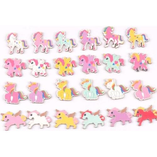 20Pcs mix Single-horned horse wood slices DIY Craft Scrapbooking Accessories for Home Decor Unfinished wooden Ornament m2195