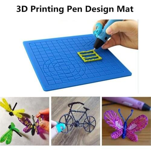 3D Printing Pens Design Mat Silicone Drawing Mat 3D Printing Tool Drawing Pad Set 3D Printing Pen Accessory for Children’s Gift