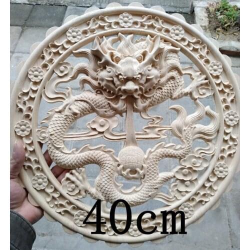 40cm in diameter,Wood carving dragon, furniture decal, home interior decoration (A1157)