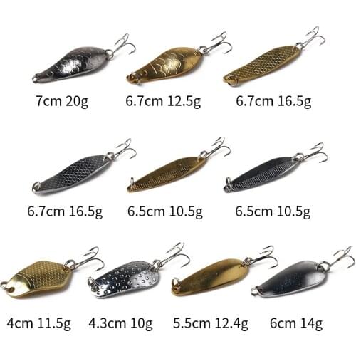 5pcs Metal Spinner Spoon Fishing Lure Hard Baits Silver Gold Sequins Noise Paillette Treble Hook Tackle 10/10.5/14/16.5/20g