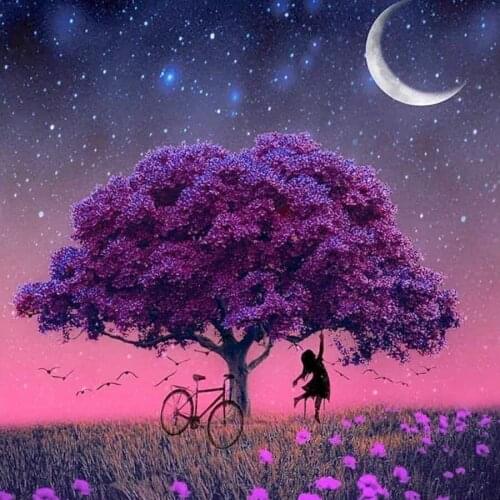 5D DIY Diamond Painting Tree Moon Full Drill Diamond Embroidery Cross Stitch Crystal Pictures Arts Wall Decor Painting Kits