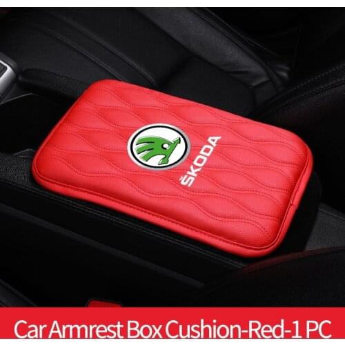 Car Armrest Box Pad Mat Leather Cushion Accessories For Skoda Fabia 2 1 Octavia A7 Tour RS Rapid Kodiaq Superb Yeti Karoq Kamiq