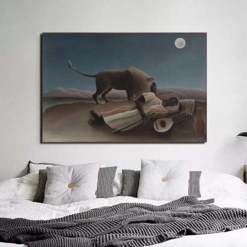 Fight Between A tiger And A Buffalo Henri Canvas Painting Print Living Room Home Decoration Modern Wall Art Oil Painting Posters