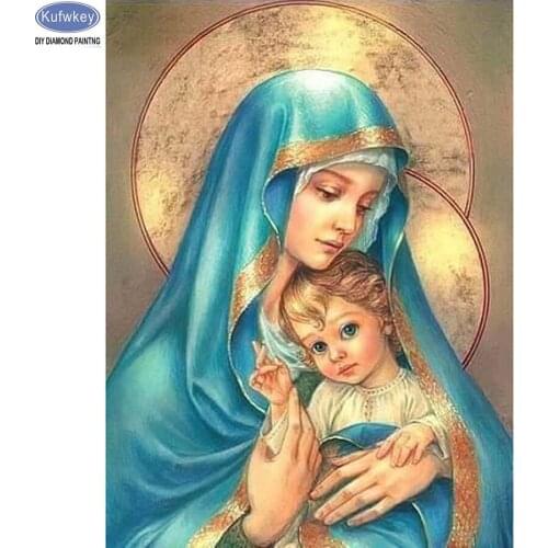 Diy 5d diamond painting virgin child full square mosaic cross stitch diamond embroidery Religious ICONS picture of rhinestones