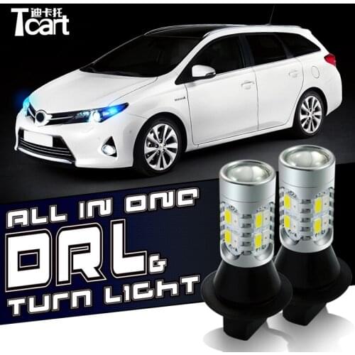 Tcart 2Pcs 7440 5730 20SMD DRL Daytime Running Light Turn Signal Light For chevrolet lacetti niva trax For tahoe epica lanos