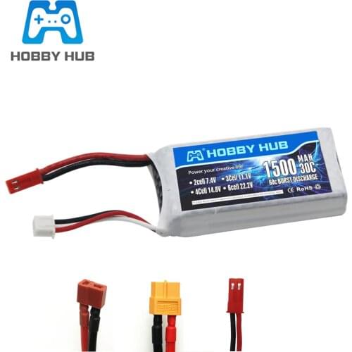 HOBBY HUB 7.4V 1500mAh 30C Lipo Battery For RC Halicopter Parts 2s Lithium battery 7.4 v Airplanes battery with JST/T/XT60 Plug