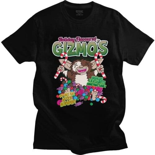 Humor Gremlins Gizmo Cotton Tee Shirt Short Sleeve Gizmo Tshirt 80s Movie Mogwai Monster T-Shirt Round Neck Graphic Tops Merch