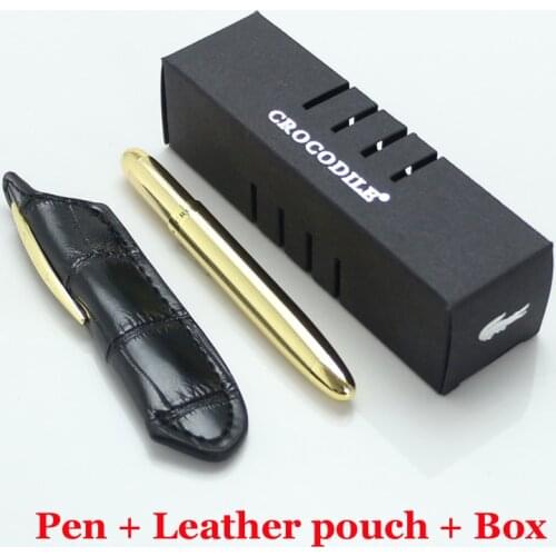 Mini Crocodile 9cm space ballpoint pen golden rings and leather pouch Neat Convience Office Supplies Luxury pens 6 colours