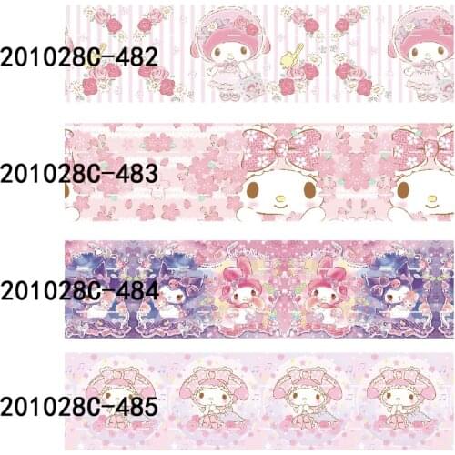 50 yards/lot) 16MM 22MM 25MM 38MM pink melody printed cartoon ribbon for girls hair bows