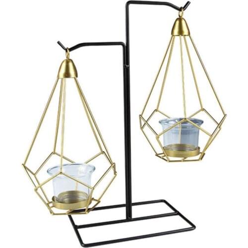 Nordic Style Hollow Iron Crafts Candlestick Chandelier Candle Holder with Metal Rack Wedding Living Room Home Decoration