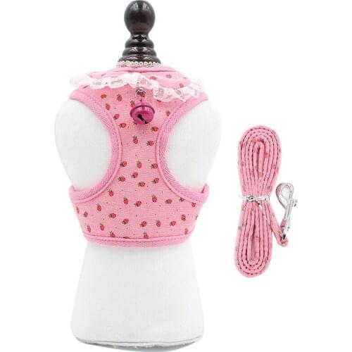 Fashion Cat Harness with Bells Vest Type Small Dog Chest Harness and Leash Set Breathable Cat Walking Traction Rope Dog Chain