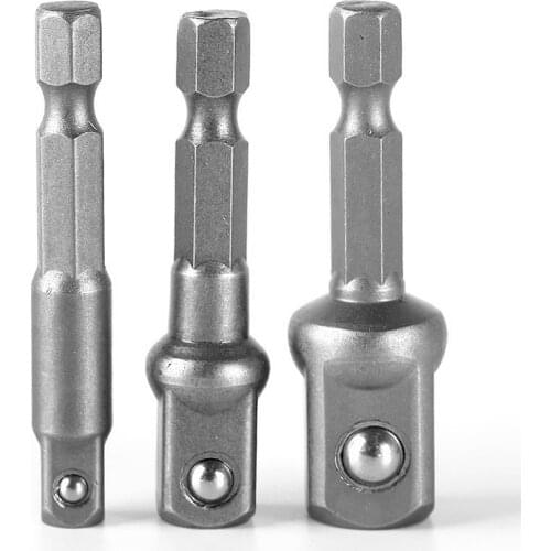 3Pcs 1/4" 3/8" 1/2" Socket Nut Driver Adaptor Set SDS Drill Chuck Adapter Power Extension Tool For hammer impact Power drill