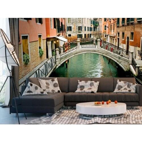 Wholesales Hot Custom Art Photo Wallpaper Venice Town Landscape Wall Decoration Poster Art Removable Wall Mural Wall Stickers