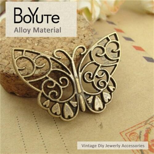 BoYuTe (40 Pieces/Lot) 27*38MM Antique Bronze Plated Zinc Alloy Butterfly Charms Pendants for Diy Jewelry Making Findings