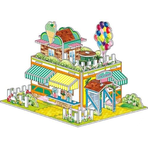Portable 4Pcs/Set Educational Teens Architecture 3D Jigsaw DIY 3D Jigsaw Interesting for Souvenir
