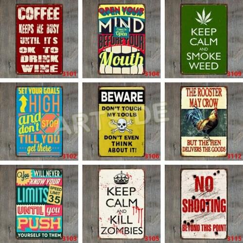 Retro Embossed Tin Metal Sign "Coffee Keeps Me Busy" Cheeky Slogan Advert Jingle Rustic Tin Signs